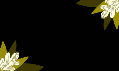 Tropikal nesnelerin siyah ve altın çizimi