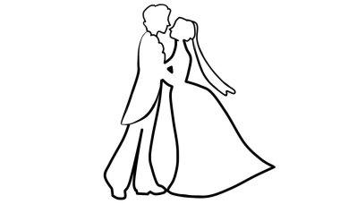 Düğün çifti nesne çizgisi resim tasarımı