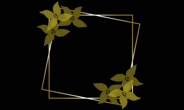 Projeto Ilustração Preto Dourado Com Objetos Tropicais — Fotografia de Stock