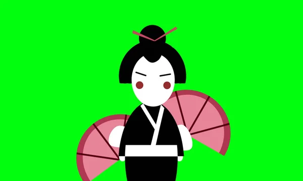 Geisha Illustration Design Japan Traditional Style — Stock Photo, Image