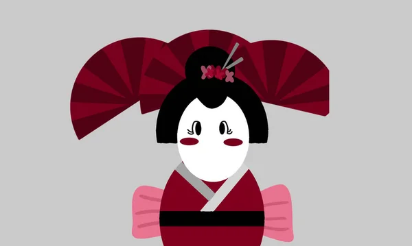 Geisha Illustrationsdesign Aus Japan Mit Traditionellem Stil — Stockfoto