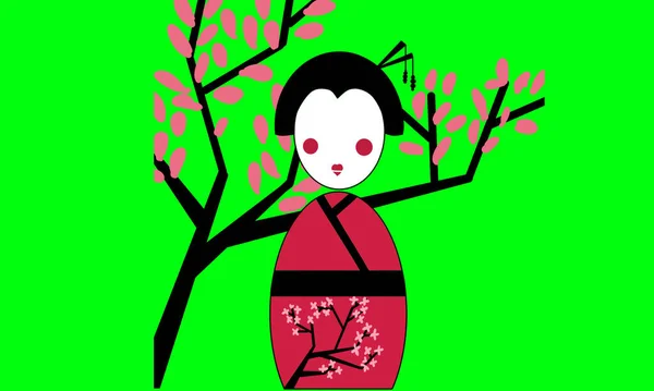 Geisha Illustratie Ontwerp Uit Japan Met Traditionele Stijl — Stockfoto