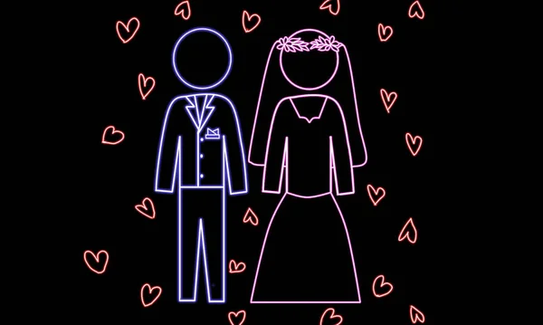 Wedding couple object line art illustration design