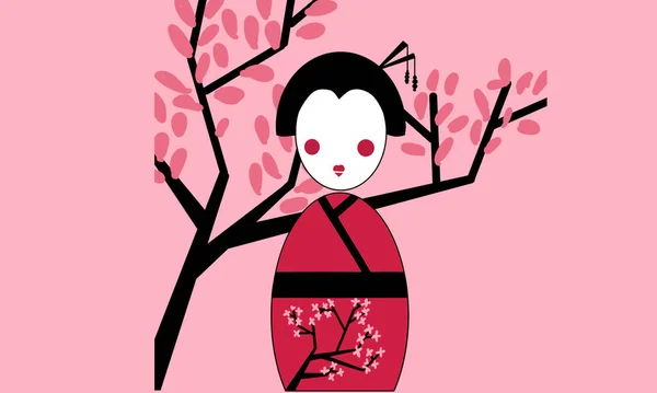 Geisha Illustration Design Japan Traditional Style — Stock Photo, Image