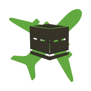 Mekke 'de hacca giden müslümanların vektör tasarımı