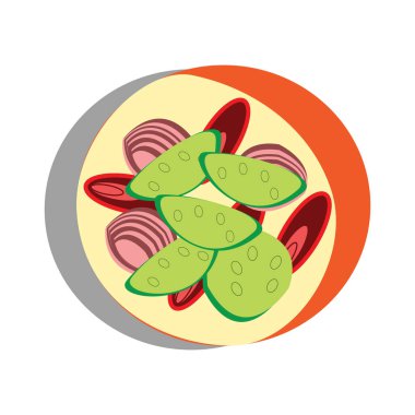 Yerel temalı geleneksel Japon yemek setinin basit illüstrasyon tasarımı