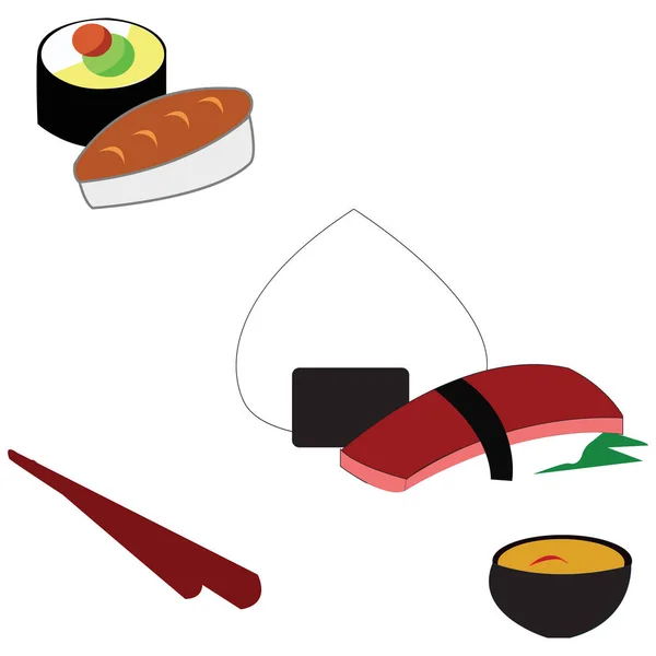 Simple Illustration Design Traditional Japanese Food Set Local Theme — Stock Vector