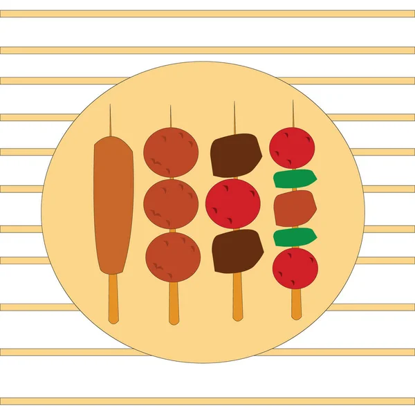 Eenvoudige Illustratie Ontwerp Van Traditionele Japanse Voedsel Set Met Lokale — Stockvector