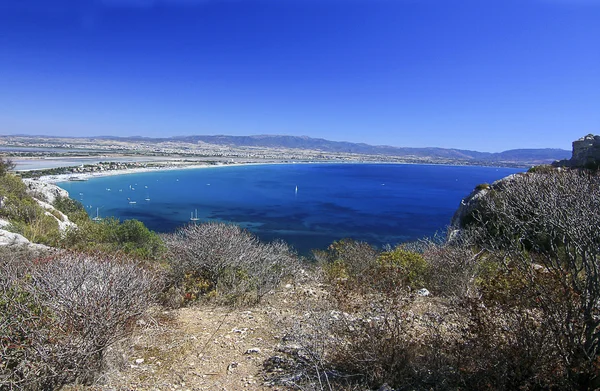 View on the pier near the  Poetto beach in Cagliari — 스톡 사진