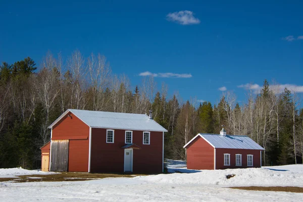 Casas Madera Bosque Invierno — Foto de Stock