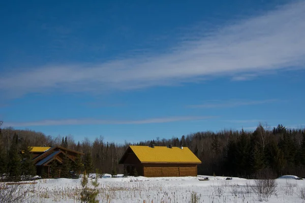 Pequeña Casa Madera Nieve — Foto de Stock