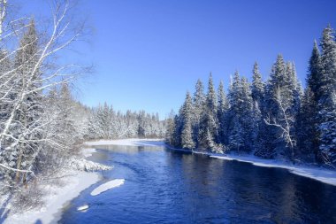 Quebec 'teki Kanada kışlarında soğuk nehir