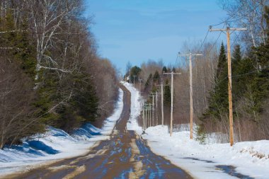 Boş yollu karlı kış manzarası