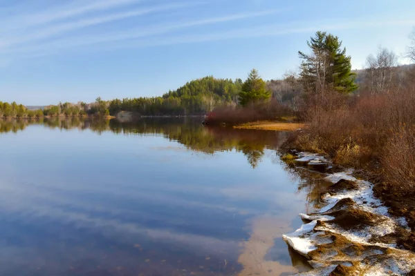 Grande Lago Pesca Soberba Uma Área Protegida Quebec — Fotografia de Stock