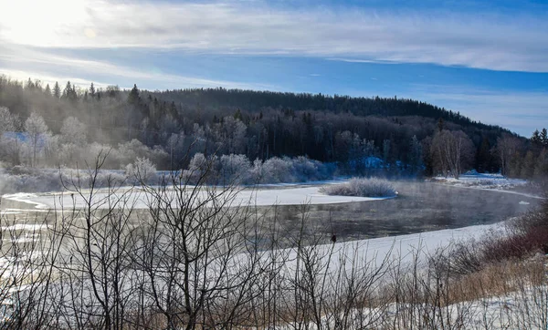 Cold River Canadian Winters Quebec — Stock Photo, Image