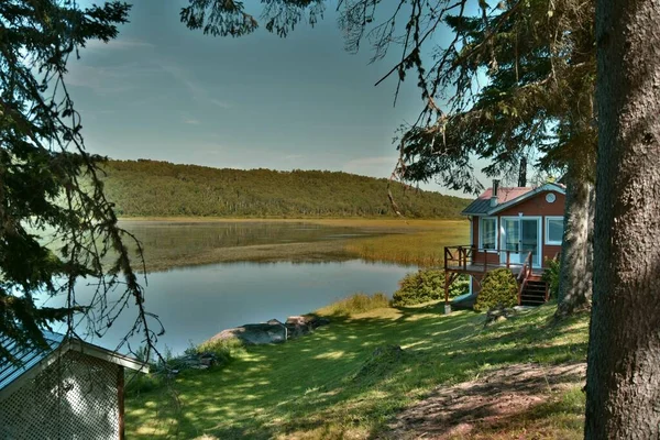 beautiful wooden house near lake