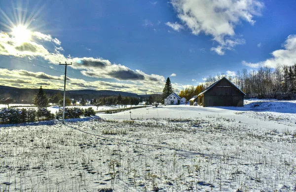 Gammal Trälada Snön — Stockfoto