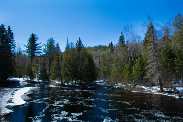 Kalter Fluss Kanadischen Winter Quebec — Stockfoto