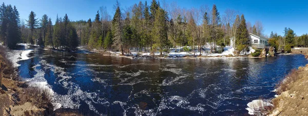 Rivière Froide Durant Les Hivers Canadiens Québec — Photo