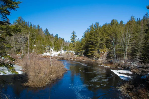 Kall Flod Kanadensiska Vintrarna Quebec — Stockfoto