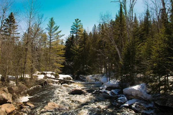 Kalter Fluss Kanadischen Winter Quebec — Stockfoto