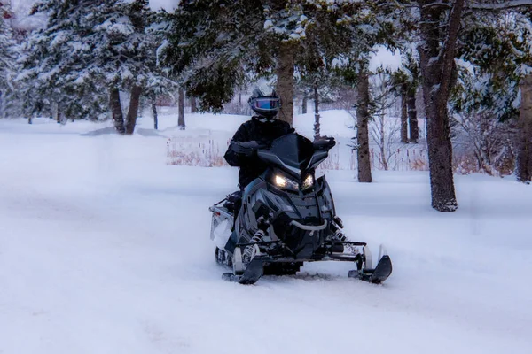 Snowmobile Στον Καναδικό Χειμώνα — Φωτογραφία Αρχείου