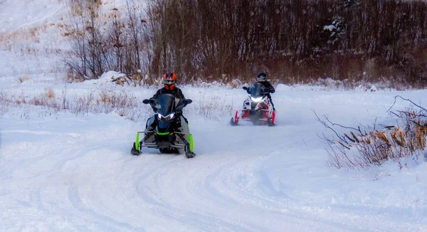 Motoslitte Nell Inverno Canadese — Foto Stock