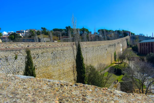 Όμορφη Θέα Της Παλιάς Πόλης Της Girona Ιταλία — Φωτογραφία Αρχείου