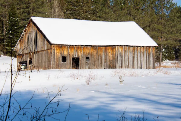 Starý Dřevěný Dům Zimním Lese — Stock fotografie