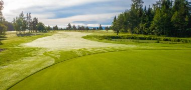 Parktaki golf sahasında doğa hakkında.