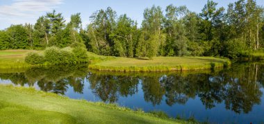 Doğanın arka planında nehir olan güzel bir manzara.