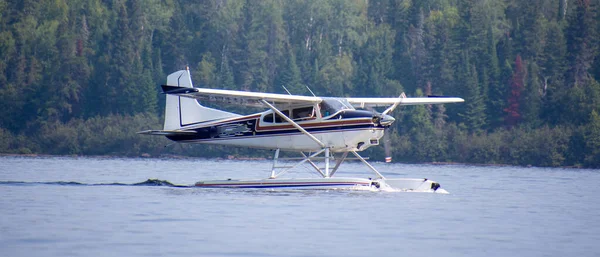 Hydroplane Flying Water Forest Background — Stock Photo, Image