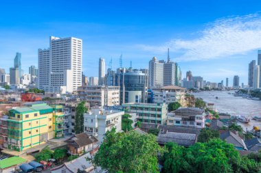 Bangkok, Tayland - 25 Ekim 2025: Hem modern hem de daha yoksul mimarisi ile Tayland 'ın Bangkok kentinin manzarası