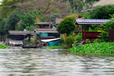 Bangkok, Tayland - 25 Ekim 2025: Bangkok banliyölerindeki Khlong Maha Sawat Kanalı