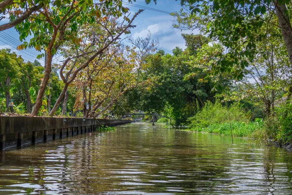 Bangkok, Tayland - 25 Ekim 2025: Bangkok banliyölerindeki Khlong Maha Sawat Kanalı