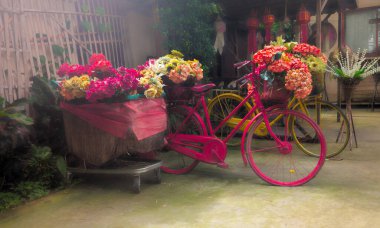 Tayland 'da restoranın avlusunda güzel bir bahçe