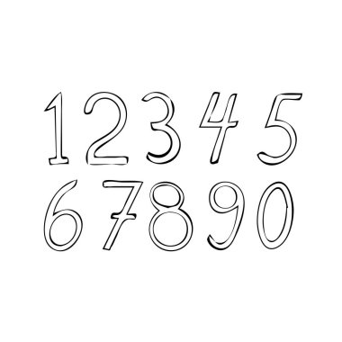 0 'dan 9' a kadar on sayı kümesi. Vektör illüstrasyonu