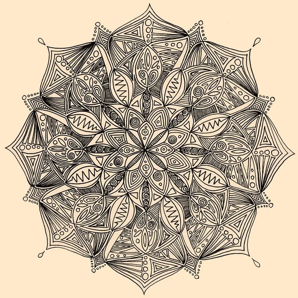 Geometrik Yapımı Düz Dokunuşlu Mandala — Stok fotoğraf