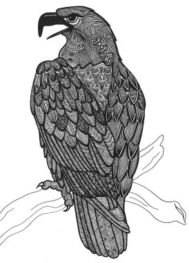 Kartal geometrik siyah çizim