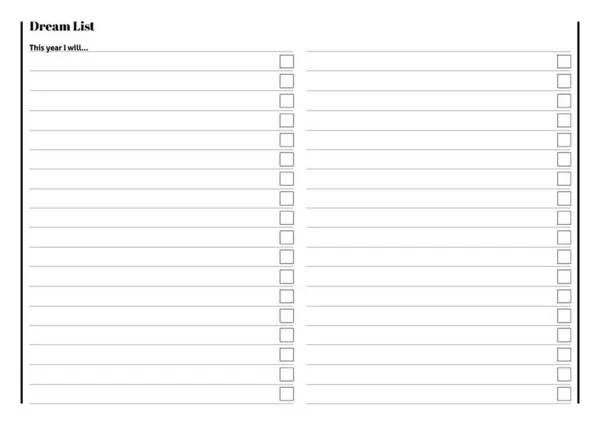 Lista Mapa Agenda Para Planejar Vida Lista Dos Sonhos —  Vetores de Stock