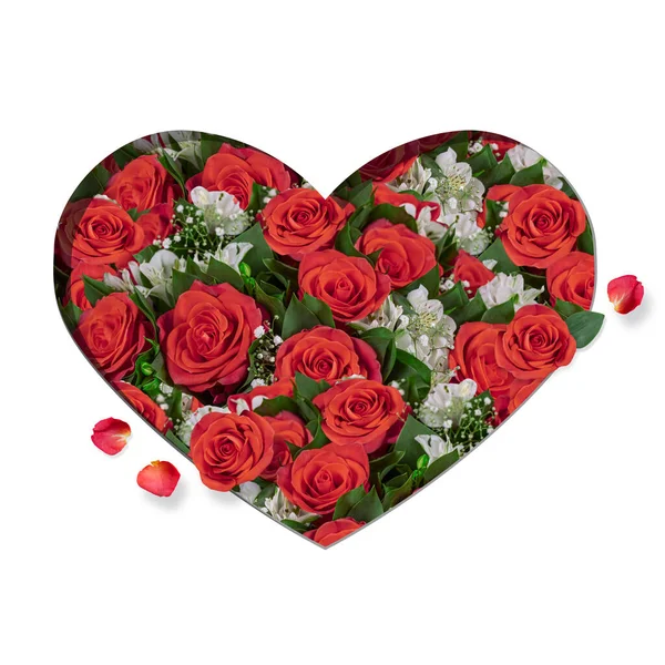 Roses Rouges Alstroemeria Blanche Gypsophila Elegans Bouquets Décoration Festive — Photo