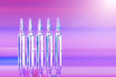 Deri hidrasyonu için 5 ampul ilaç. Yansımalı cam masa üstü. Mavi ultraviyole ışıklandırma kuartzizasyonu steril odası. Görüntüyü kapat, boşluğu kopyala