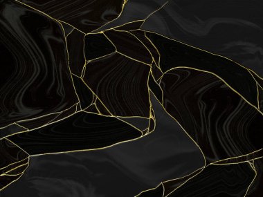 Soyut sanat Mürekkebi serbest akışkan mermer dokusunu, kıvrımlı altın kıvrımlı damarları, Kintsugi tarzı çatlaklarda altın ve tasarım için Craquelure ile boyarlar.