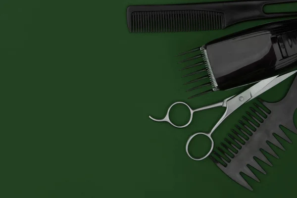 Ferramentas Cabeleireiro Conjunto Ferramentas Cabeleireiro Para Penteado Barba Uma Barbearia — Fotografia de Stock