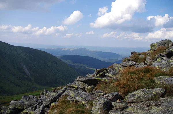 High Mountains Rocks Stones Mountain Panoramic Landscape Clouds Blue Sky — Stock Photo, Image