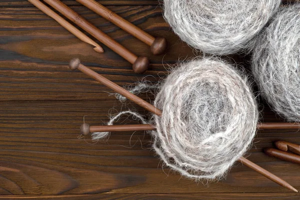 Artesanía Tejiendo Con Ganchillo Bambú Conjunto Con Agujas Punto Pasatiempos —  Fotos de Stock