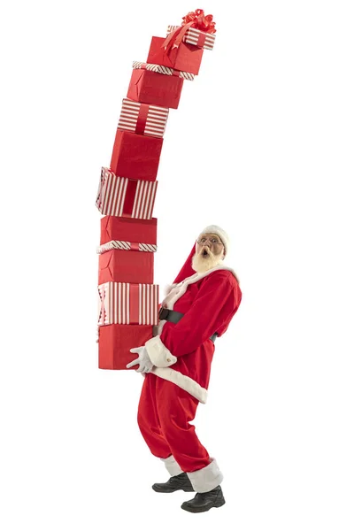 Weihnachtsmann Auf Weißem Hintergrund Isoliert Senior Männlichen Schauspieler Alter Mann — Stockfoto