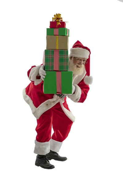 Santa Claus Bílém Pozadí Izolován Starší Muž Herec Starý Muž — Stock fotografie