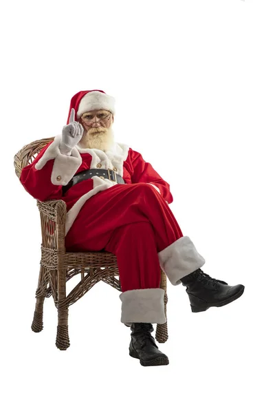 Papai Noel Sobre Fundo Branco Isolado Homem Velho Ator Masculino — Fotografia de Stock