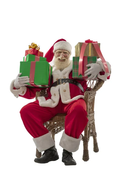 Papai Noel Sobre Fundo Branco Isolado Homem Velho Ator Masculino — Fotografia de Stock